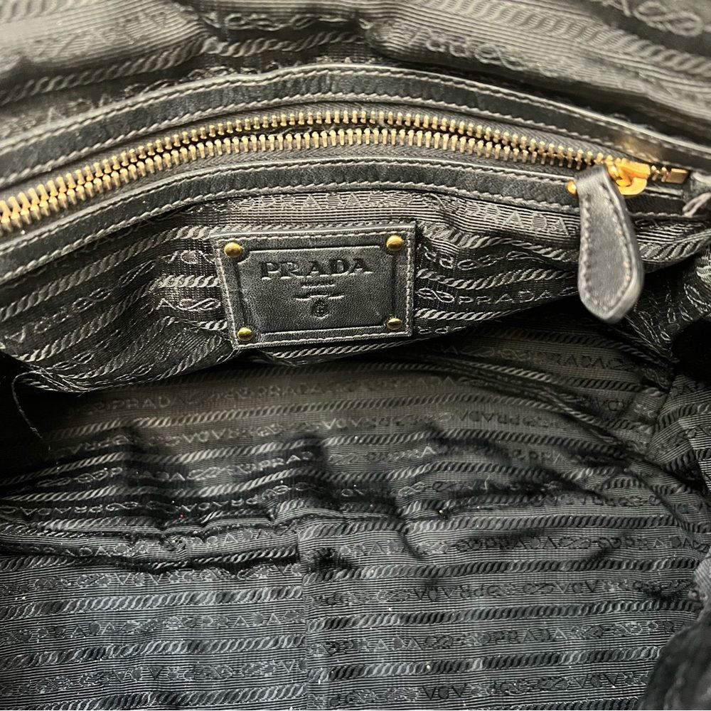 PRADA Vernice Waves Bag Black Patent Leather Gold Hardware Large 16” Authentic - Picture 12 of 13